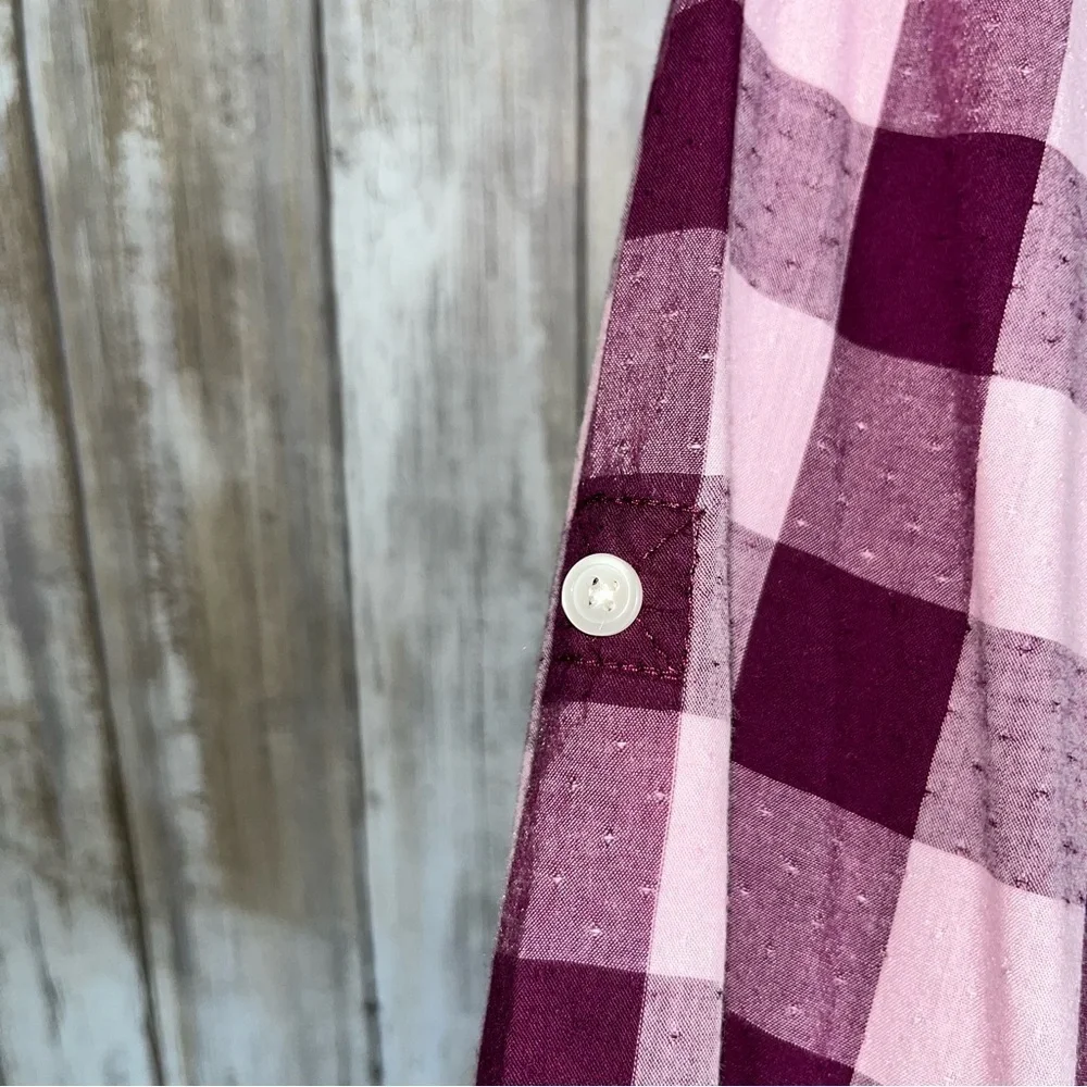Talbots Purple Plaid Button Down - Picture 3 of 6